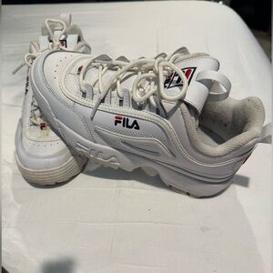 Fila White Disruptor ll Premium Sneaker. Size 7.5